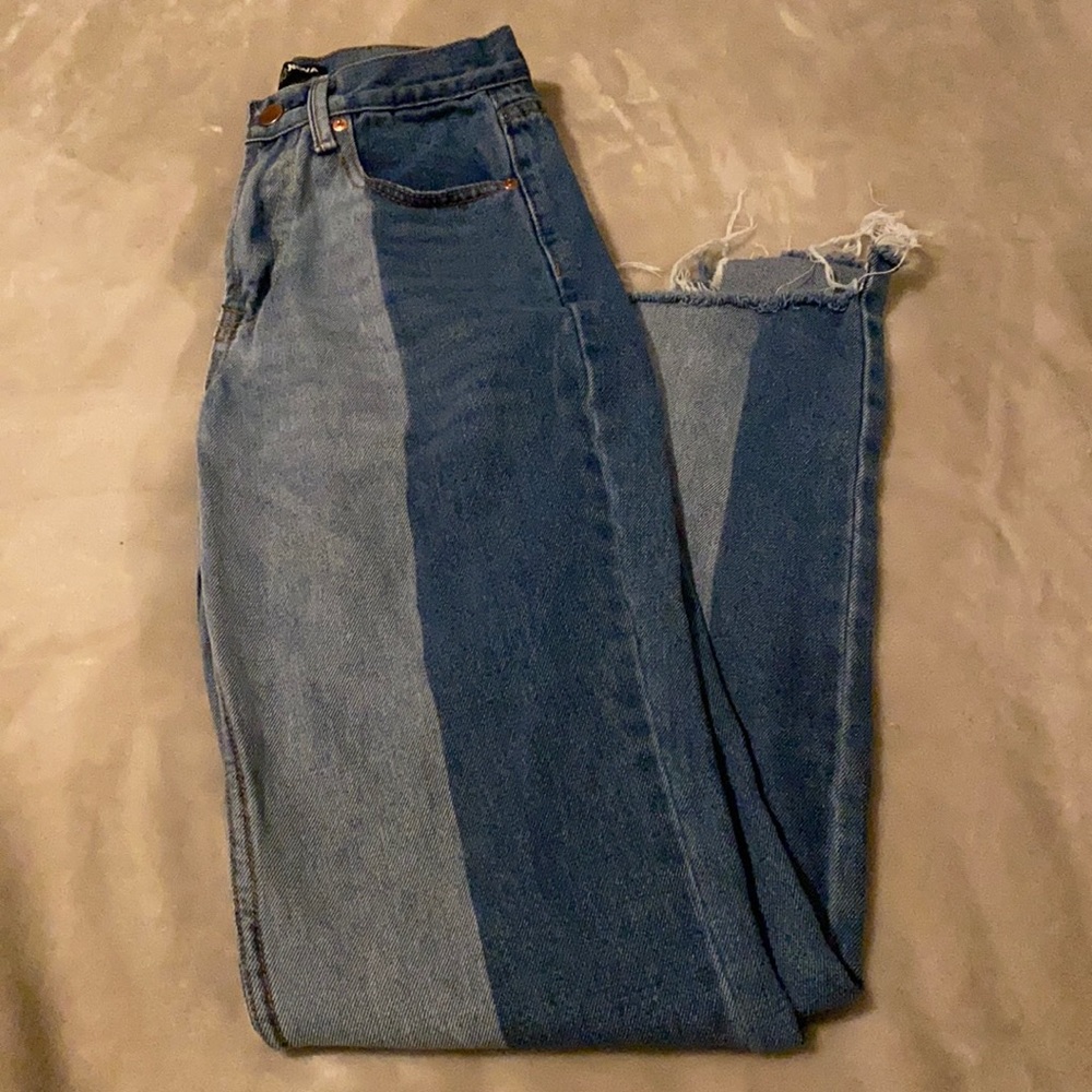 2 tone fashion nova straight jeans